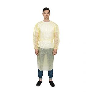 fully coated Isolation Gown with knitted cuffs A03K4