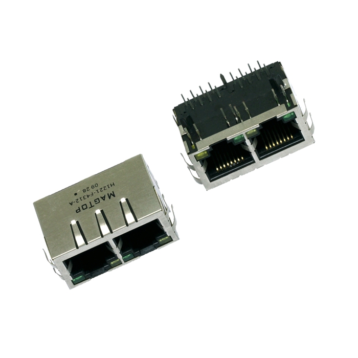 10/100Base-TX Multi Port (1X2) Tab-Down LED RJ45 Connectors