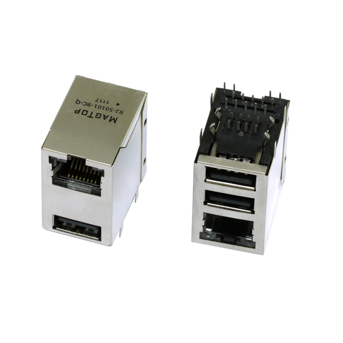 10/100Base-TX RJ45 / Single USB Combo with LEDs Connector Modules
