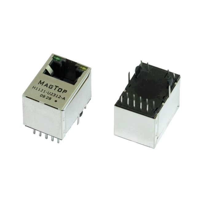 10/100Base-TX Single Port (1X1) LED Vertical 180 degree RJ45 Connector