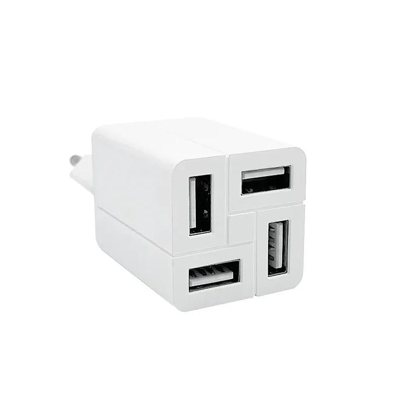 Factory direct sale 5V 2A 5V 1.8A 3.4A 4 USB-A ports USB charger for iphone charger US Plug Folding plug portable