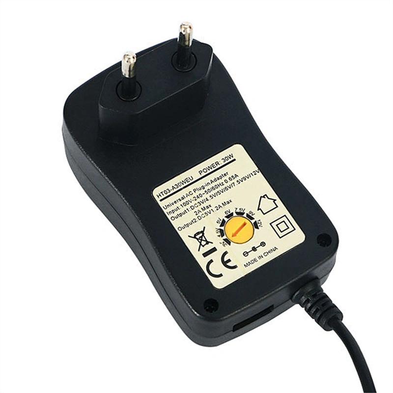 Adaptador de conmutación de fuente de alimentación regulada universal de CA CC de 24 W de 3 V ~ 12 V de voltaje múltiple con 6 puntas seleccionables