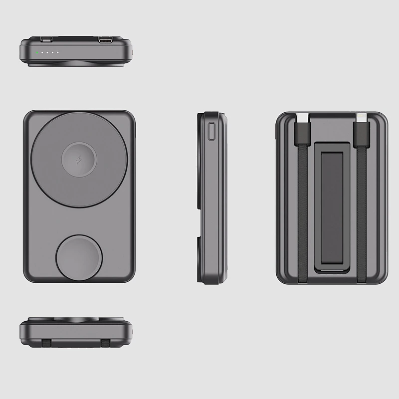 3-in-1 Wireless Magnetic Power Bank With Bracket and Built-in Cable