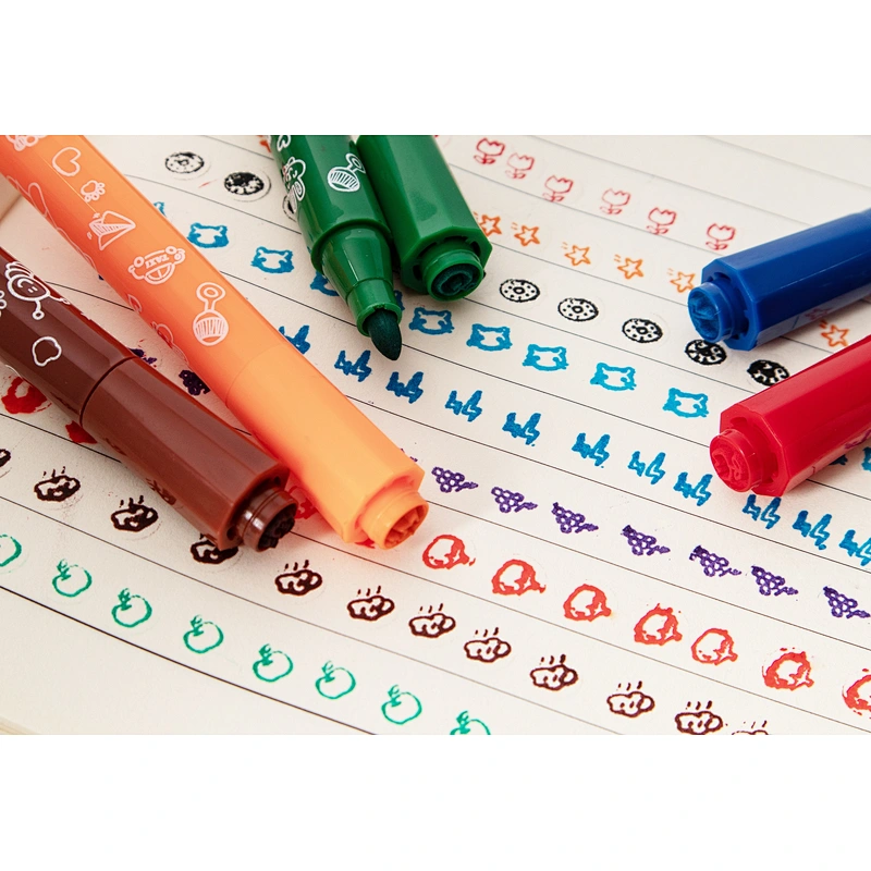 Color marker with stamper