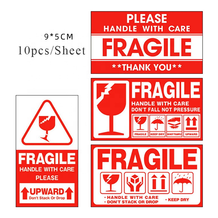 Clear Fragile Warning Sticker Labels