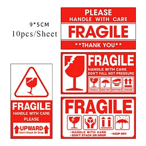Clear Fragile Warning Sticker Labels