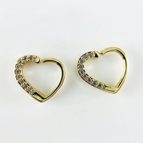 Stainless Steel Earrings 18K Gold Plated Zircone Heart Earrings No Piercing Clip On Earrings