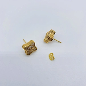 zircon steel stud earrings