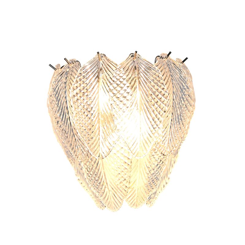 Stylish Design Filled Smooth Overall Shape Cozy Leaf Glass Wall Lamp