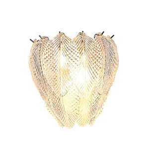 Stylish Design Filled Smooth Overall Shape Cozy Leaf Glass Wall Lamp