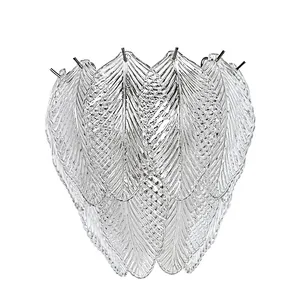 Stylish Design Filled Smooth Overall Shape Cozy Leaf Glass Wall Lamp