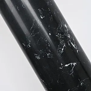 Solid Black Marble Column Striped Table Lamp