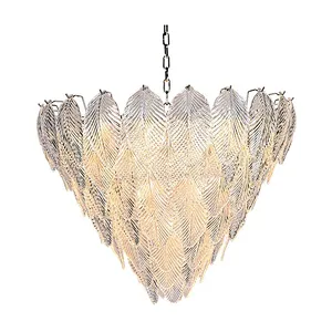 Luxury Modern Leaves Glass Chandelier For Living Room
