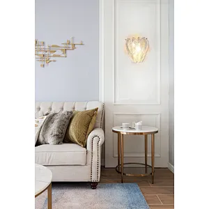 Stylish Design Filled Smooth Overall Shape Cozy Leaf Glass Wall Lamp