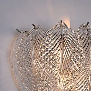 Stylish Design Filled Smooth Overall Shape Cozy Leaf Glass Wall Lamp