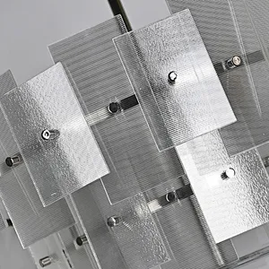 Clear Textured Layering Ripple Glass Sheet Hanging Light Contemporary Chandelier