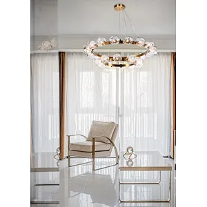 Polyhedral art glass chandelier antique brass pendant light