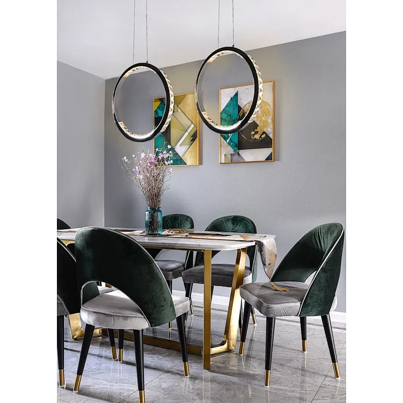 Hanging crystal glass LED ring pendant light ceiling light for dinning room