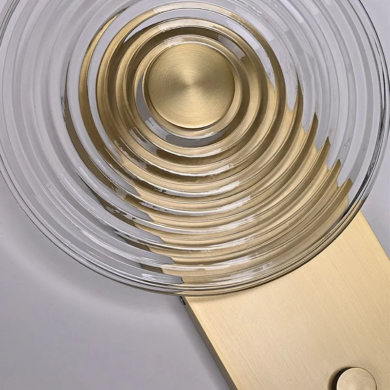New Design Rotation Dimmable Button Led Wall Light Circular Ripple Glass Wall Lamp