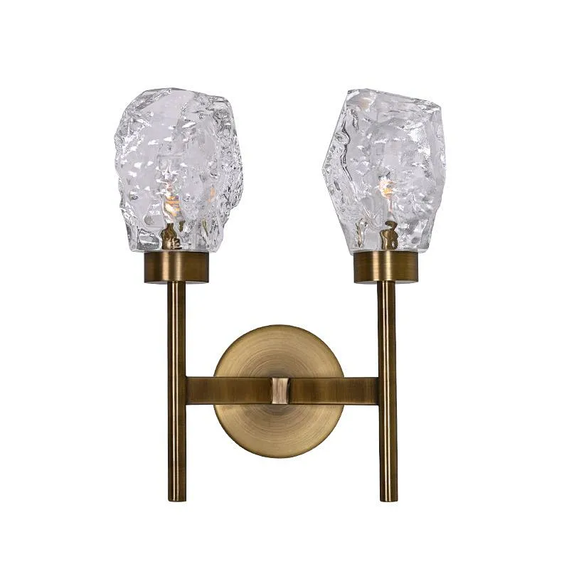 Modern Double Head Crystal Glass Wall Light  Irregular Solid Wall Lamp