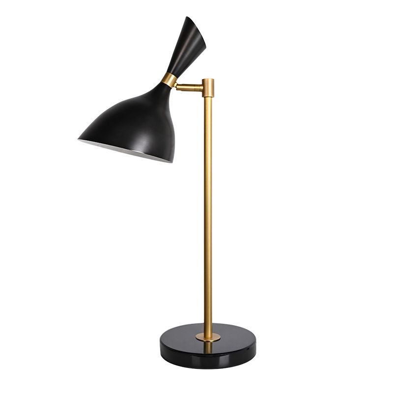 Modern style simple black Aluminum Cone Slanted Shade marble base desk reading lamp