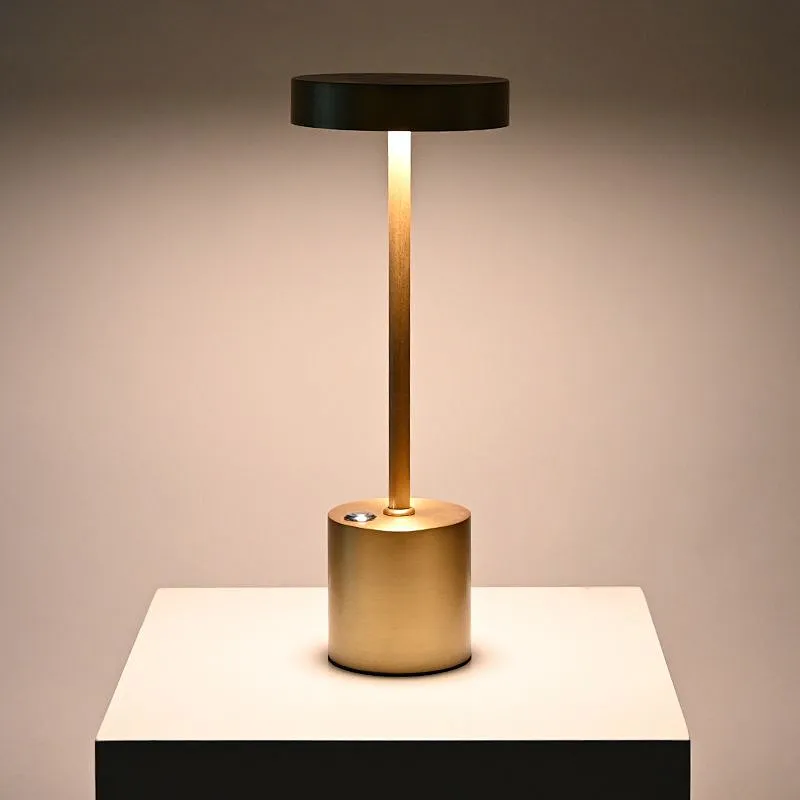 Mini Gold Table Lamp Decorative Led Cordless Light Button Switch Portable Table Lamp