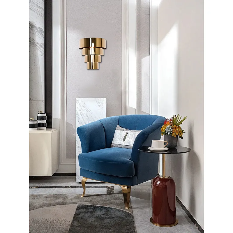 Indoor Semicircle Wall Light In Chrome Layered Curve Design Wall Lamp