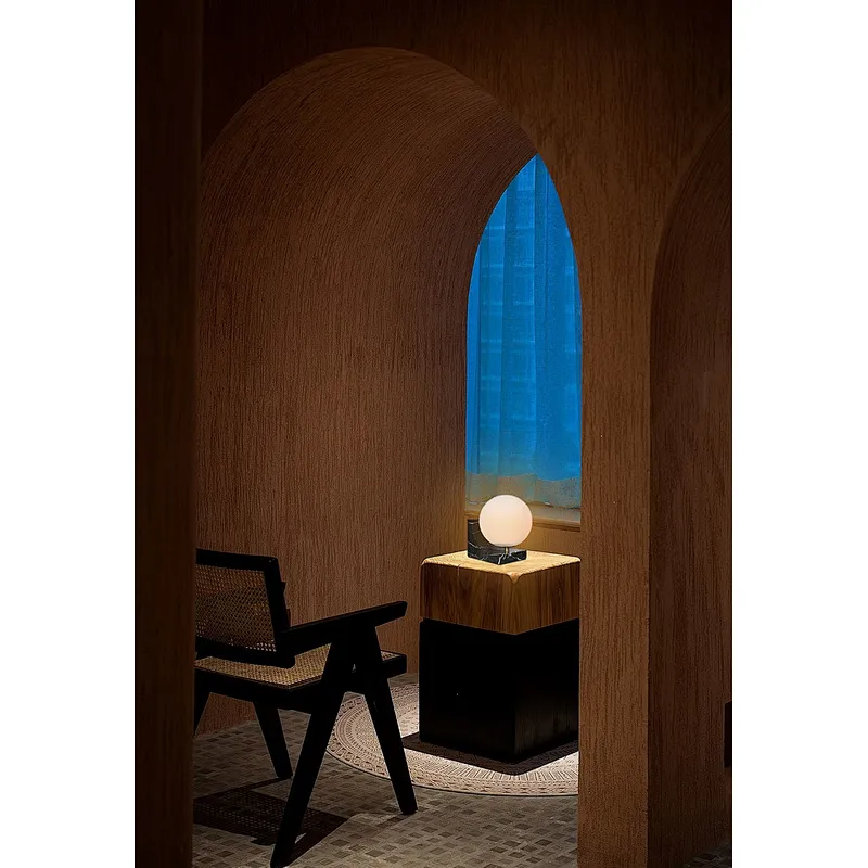 New Lighting Sunshine Marble Slop Steel Support Milky Glass Ball Side Table Lamp