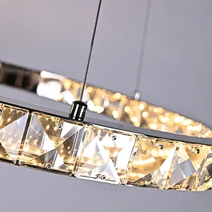 Unique artistic crystal glass LED ring restaurant pendant light for dinning room