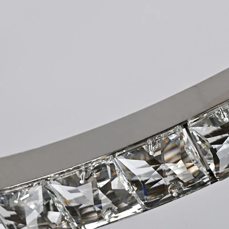 Hanging Stainless Steel Circle Ring LED Crystal glass chanderlier for restaurant