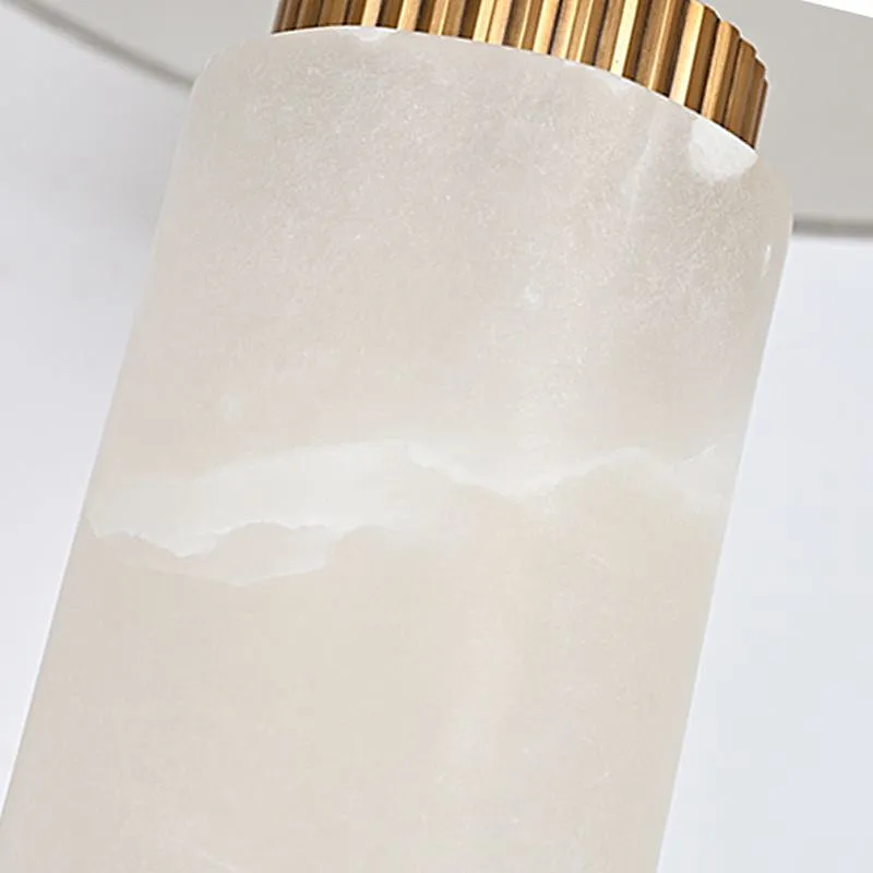 Antique Brass Solid Alabaster Column Bedside Table Lamp For Living Room