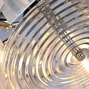 Clear Textured Layering Ripple Glass Sheet Hanging Light Contemporary Chandelier