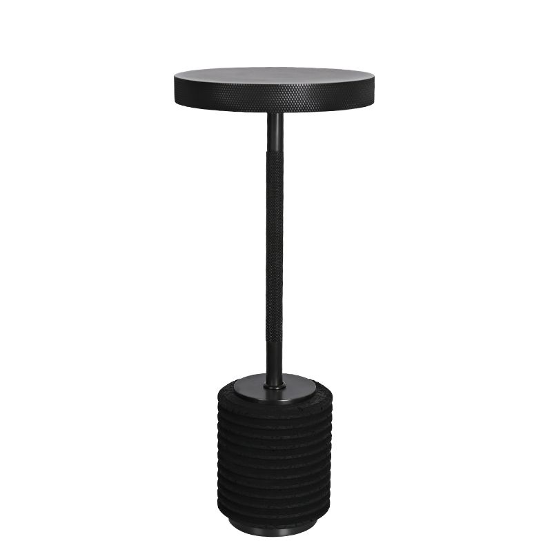 LED Steel Utilitaire Desk Lamp Minimalist Knurled Black Travertine Table Lamp