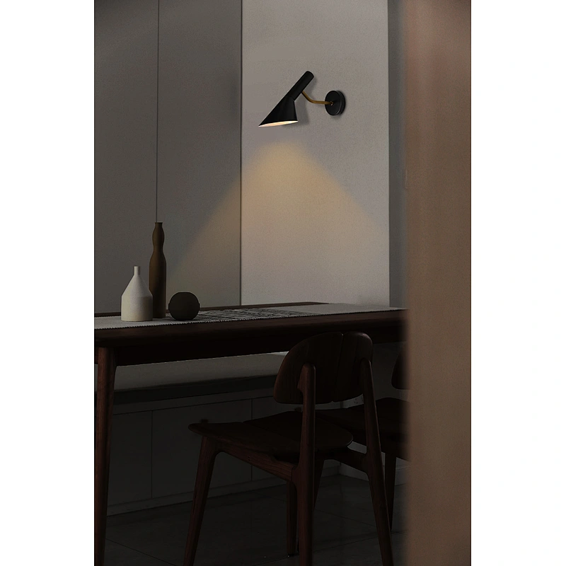 Modern style swing simple black Aluminum Cone Slanted Shade Sconce Wall reading Lamp