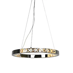 Unique artistic crystal glass LED ring restaurant pendant light for dinning room