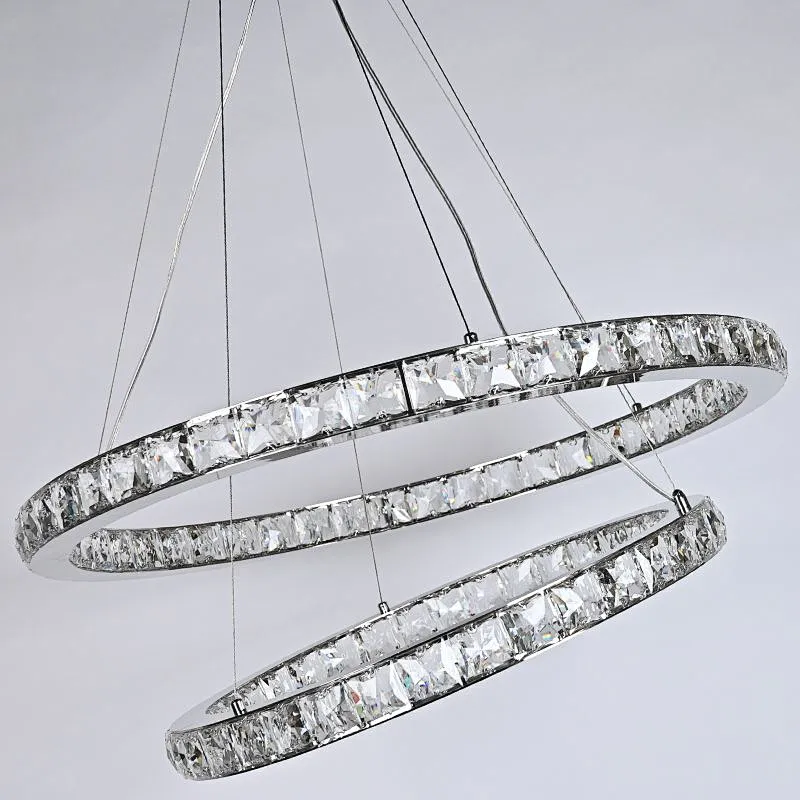 Classic crystal glass LED ring pendant light for living room