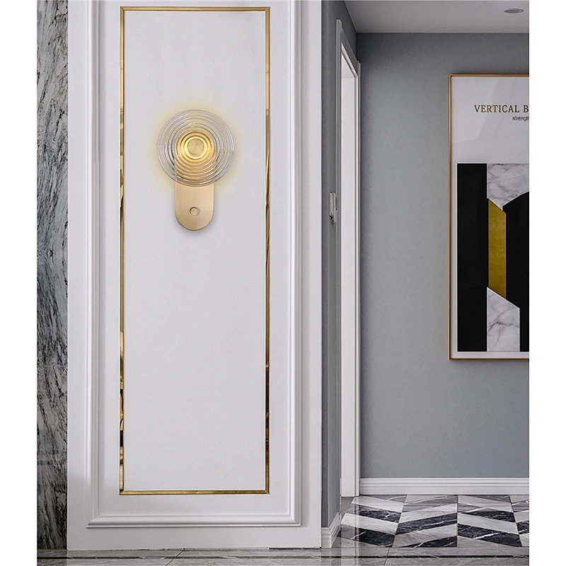 New Design Rotation Dimmable Button Led Wall Light Circular Ripple Glass Wall Lamp