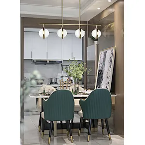 Antique brass finish 4 planet balls alabaster restaurant pendant light