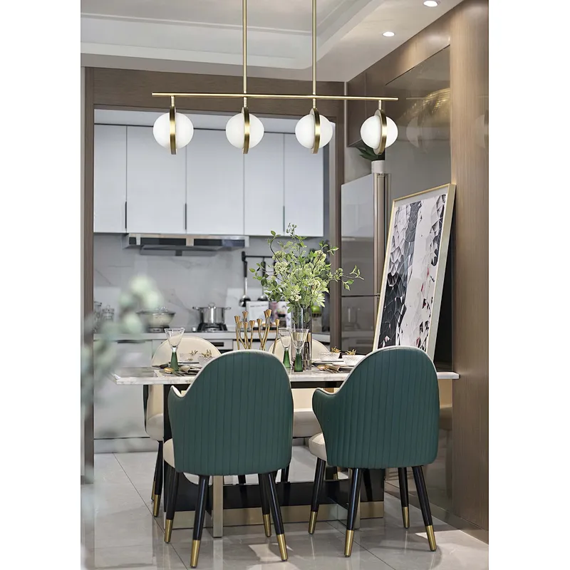 Antique brass finish 4 planet balls alabaster restaurant pendant light