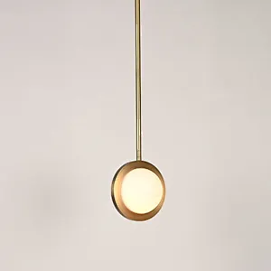 Antique brass finish single planet ball alabaster pendant lamp for restaurant and bedside