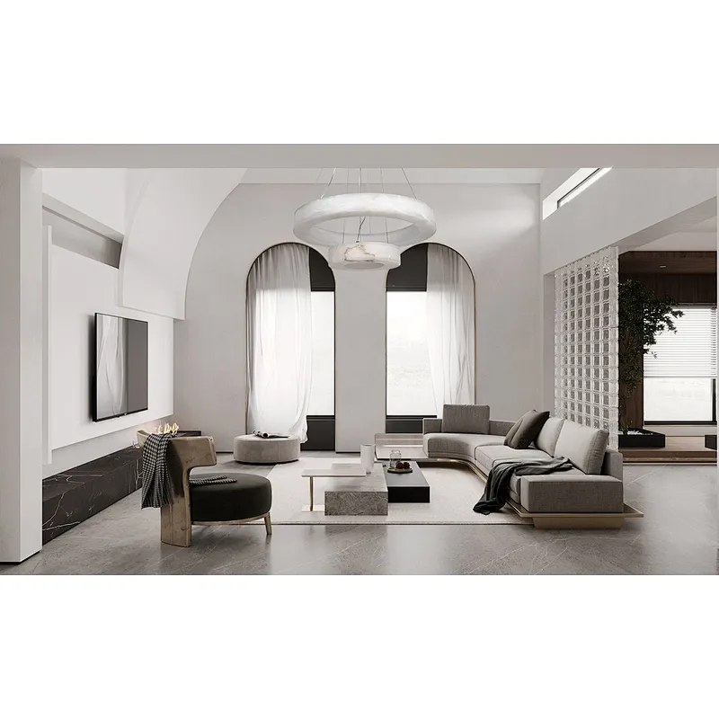 LED light source luxury alabaster ring chandelier pendant light for restaurant and living room