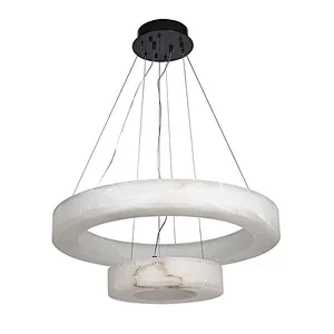 LED light source luxury alabaster ring chandelier pendant light for restaurant and living room