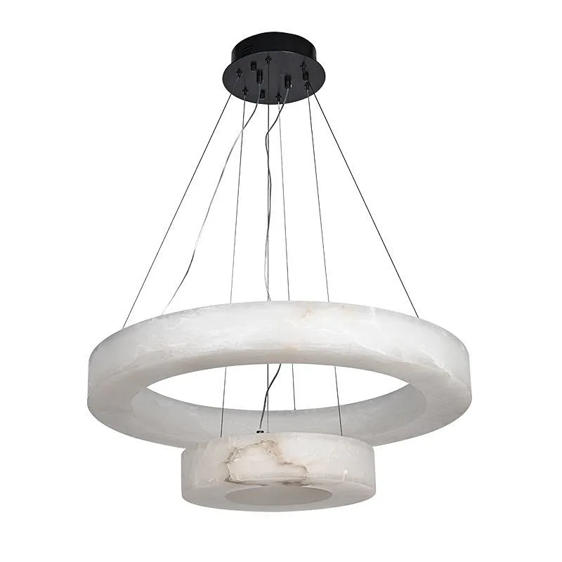 LED light source luxury alabaster ring chandelier pendant light for restaurant and living room