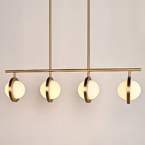 Antique brass finish 4 planet balls alabaster restaurant pendant light