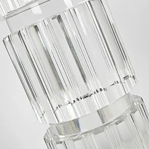 Hand grooving gear pillar solid crystal glass candlestick for dining-table