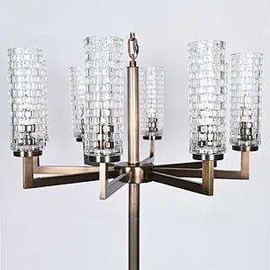 Vintage brass finish woven textured glass chandelier for living room
