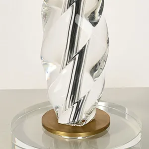 Spiral crystal glass bedside table lamp with fabric lampshade for living room sofa lamp
