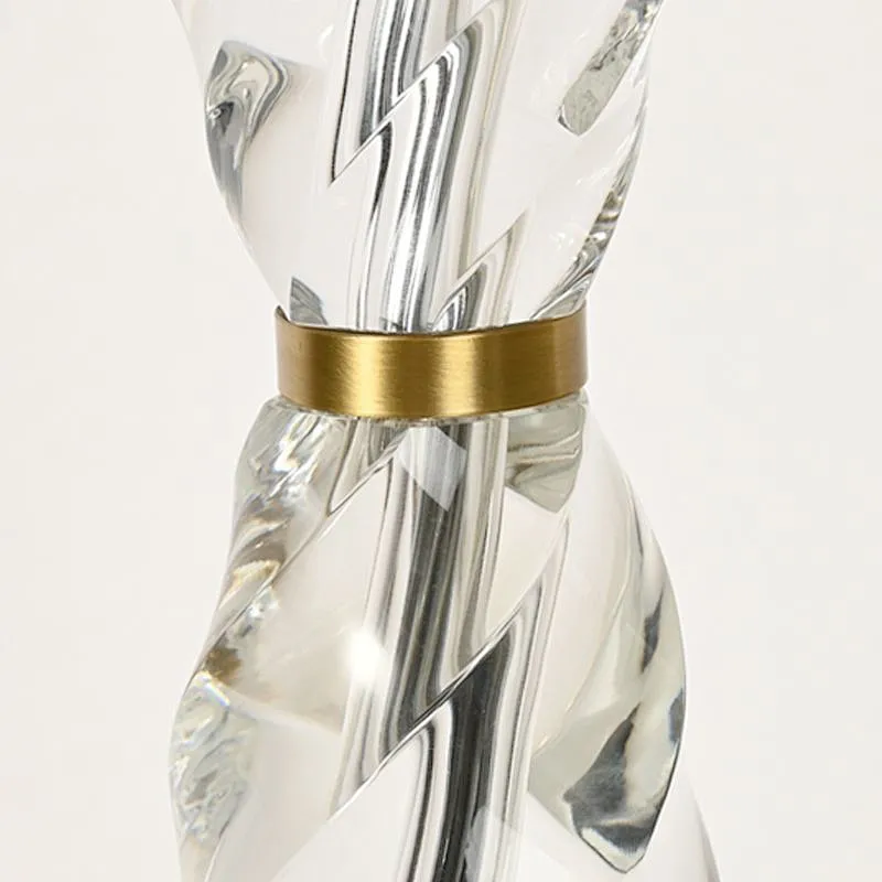 Spiral crystal glass bedside table lamp with fabric lampshade for living room sofa lamp