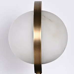 Antique brass finish creative planet alabaster bedside table lamp for bedroom and dining-table