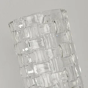 Antique brass finish woven textured glass wall sconce lamp